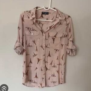 Karl Lagerfeld Pink Eiffel Tower Print Women's Top